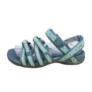 LL Bean Boothbay Water Sandals Tribal Print Blue Teal Size 7 M